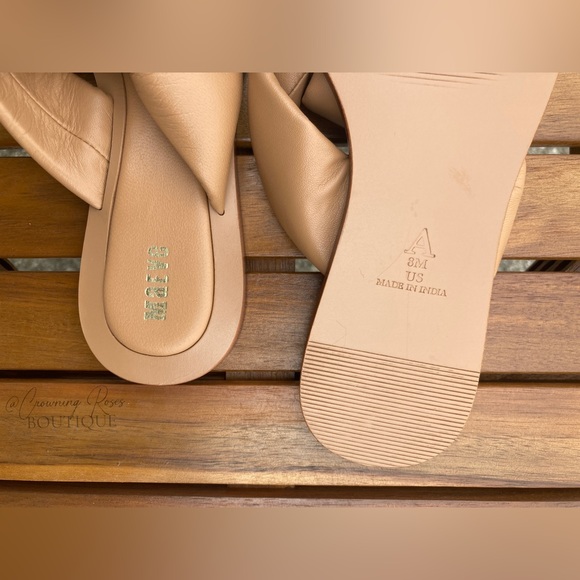 Size8 NWOT Maeve Anthropologie Brown Leather Puffy Knotted FlipFlop Sandals Nude - Picture 4 of 5